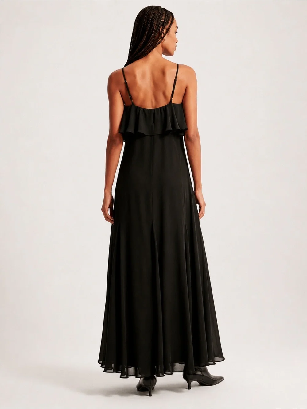 Abercrombie & Fitch Black Ruffle Maxi Dress